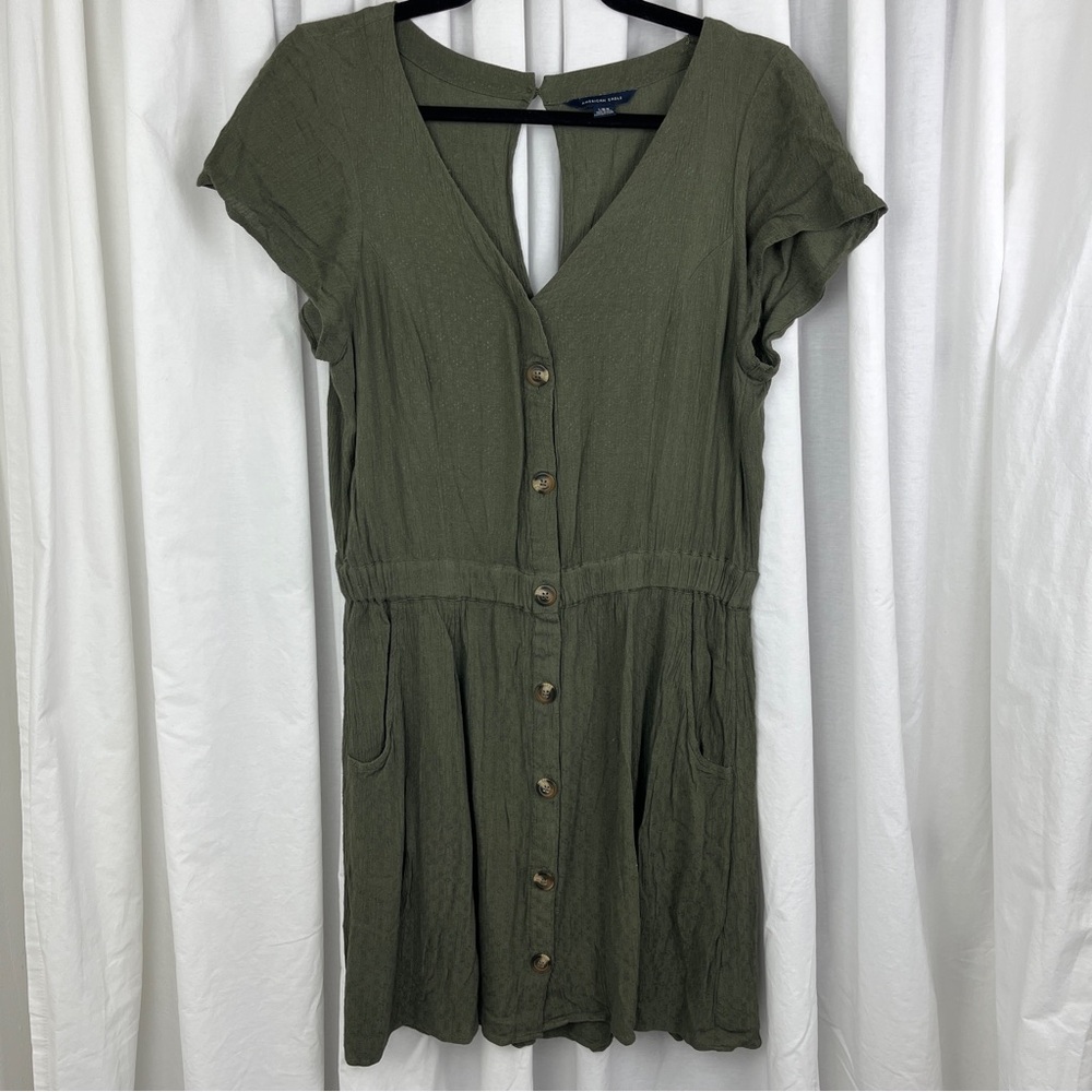 American Eagle Khaki Green Fit and Flare Dress Size Large